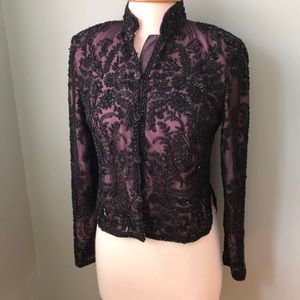 Adrianna papell silk beaded jacket size small